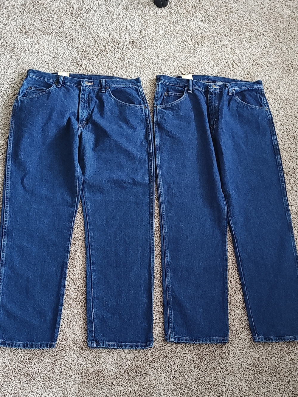 2 Wrangler Men Five Star Premium Denim Regular Fit Jeans 36x30 Dark Blue